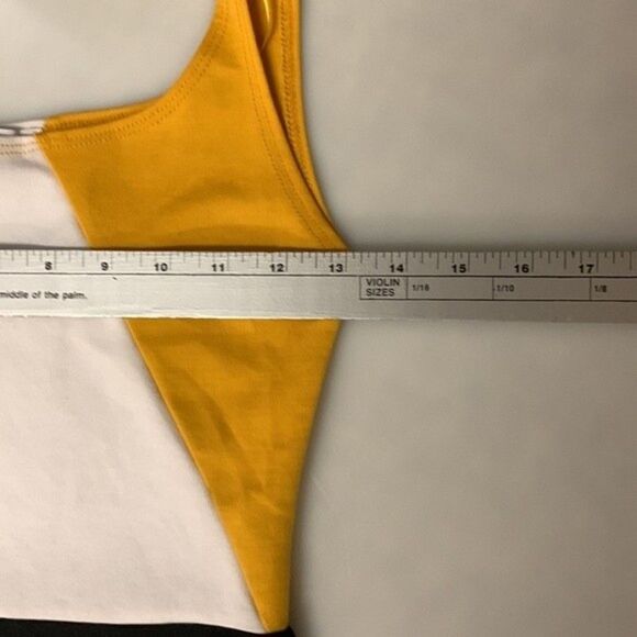 Zara Yellow White and Black Colorblock Sleeveless Knit Bodycon Dress Size S - Picture 5 of 7